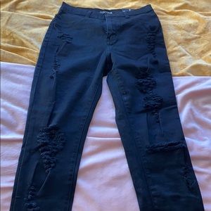 NWT Fashion nova black ripped skinny jeans